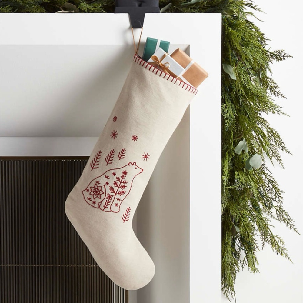 Crake & Kids  Bear Linen Kids Christmas Stocking